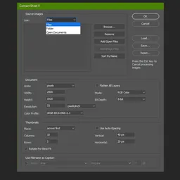 How to list all the images from one folder into a contact sheet with Photoshop Step 3