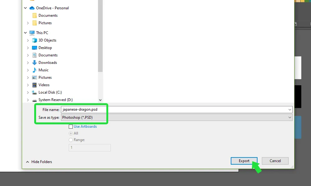 How To Export Illustrator Art As Vector for Photoshop Step 9
