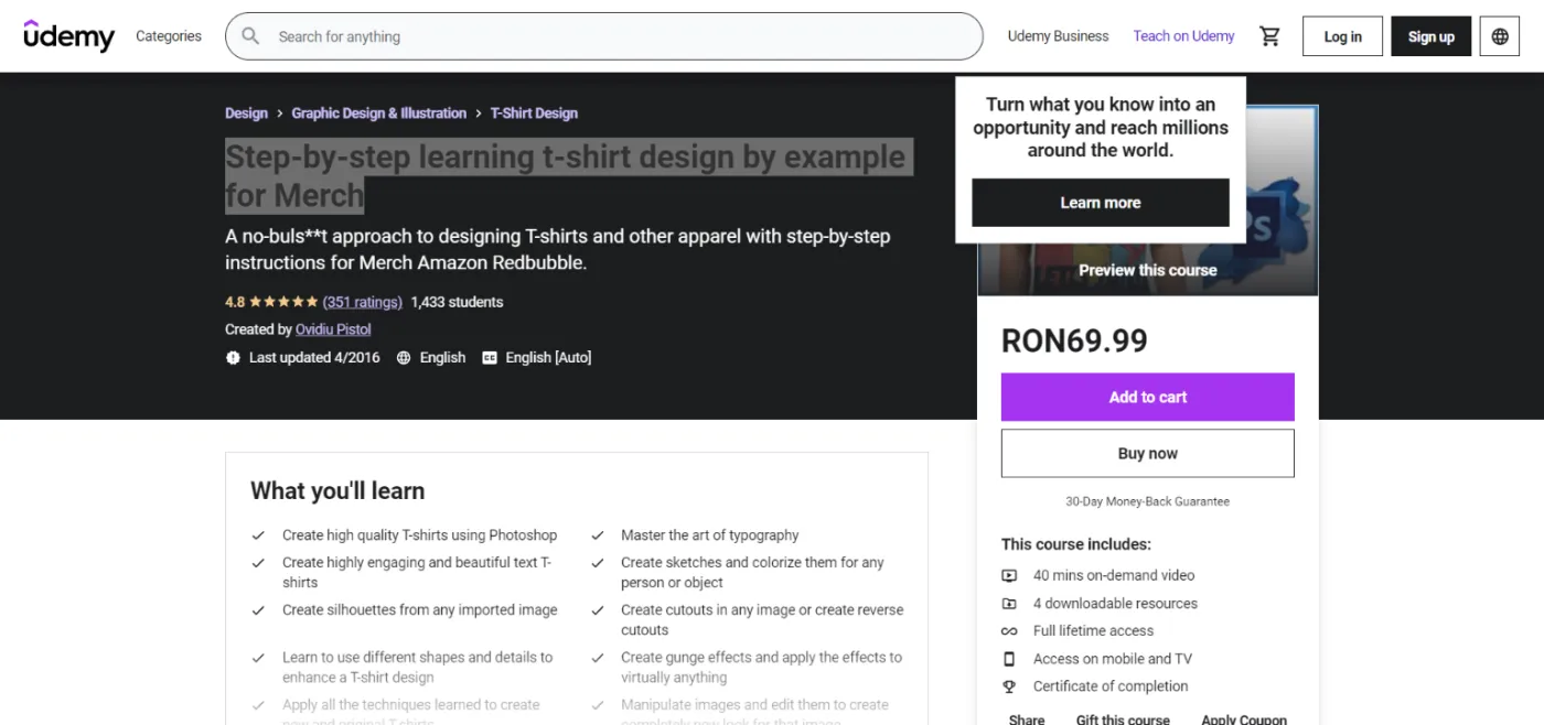 Step-by-step learning t-shirt design by example for Merch